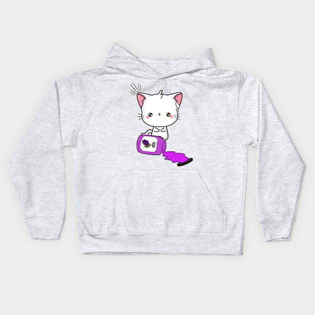 Naughty Angora Cat Spills a jar of grape jam! Kids Hoodie by Pet Station